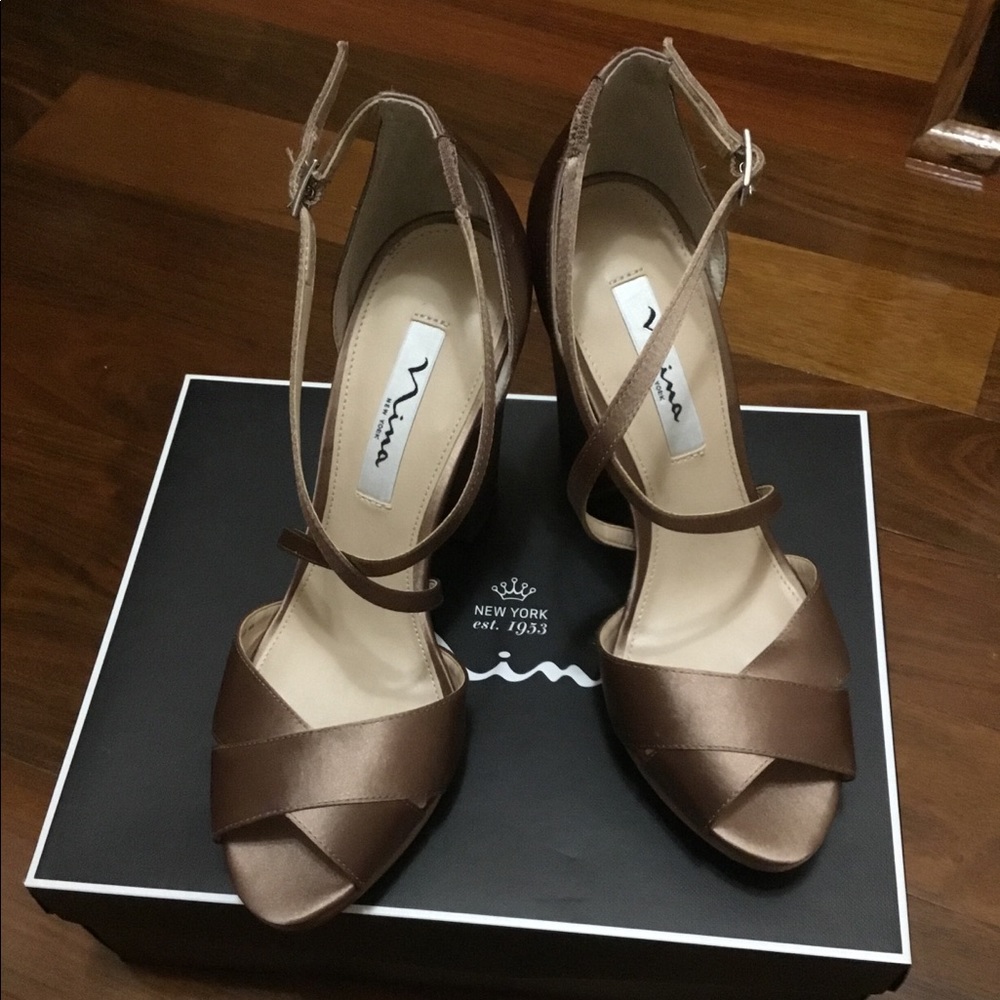 Nina mocha satin pumps